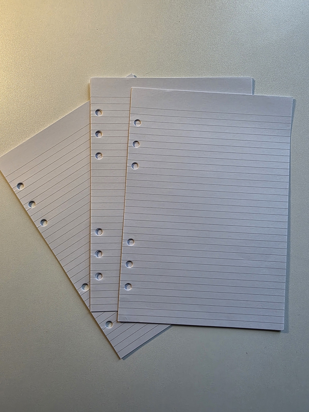 A5 White Lined Loose-Leaf Notebook Paper - 12 Sheets